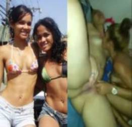 Carla e Raissa novinhas cariocas foram filmadas se pegando gostoso