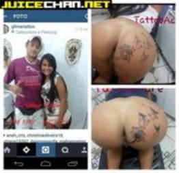 Morenaça rabuda caiu na net exibindo tatoo no rabão