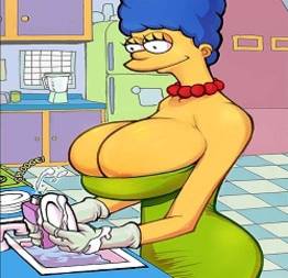 Marge siliconada fodendo com seu filho bart