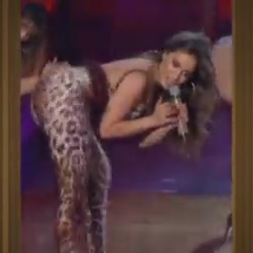 Anitta com calça legging de oncinha socada na buceta