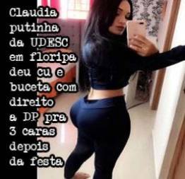 Claudia a putinha baixinha da udesc em floripa deu cu e buceta pra 3 caras