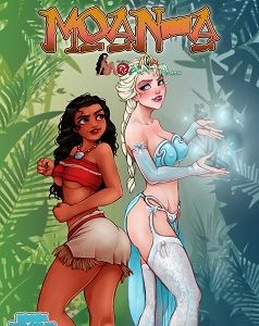 Moana e Elsa caindo na orgia