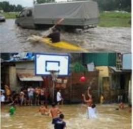 Pessoas se divertindo durante inundações (69 fotos)
