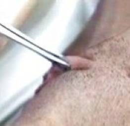 Colocando piercing na xoxota