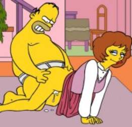 Homer simpson dando um trato na vizinha