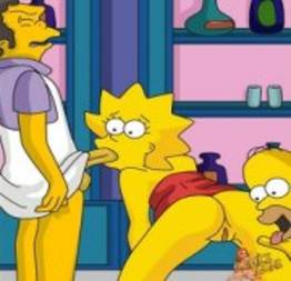 Homer e senhor Moe’s fodendo com a putinha da Lisa