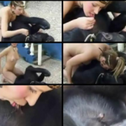 Mulher dando para macaco em público