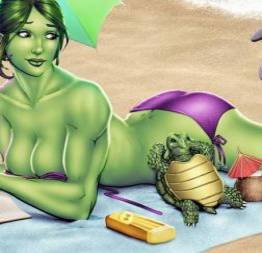 Humor desnudo: mulher-hulk em desenhos eróticos