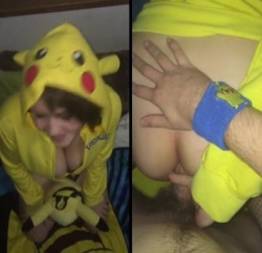 Sacana e seu fetiche vestiu a ninfeta de pikachu e comeu