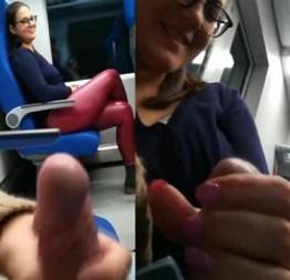 Mulher pegando no pau de desconhecido no ônibus
