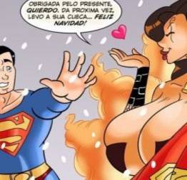 Superboy combatendo o crime com a supergils e fodendo a vilã peituda