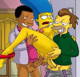 Marge na suruba com os amigos de Homer