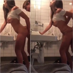 Novinha safada rapidinha no banheiro com namorado