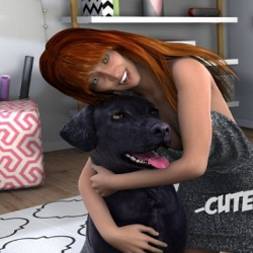 Amigas se divertindo com o cão