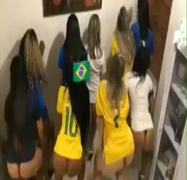 Gostosas rebolando de calcinha comemorando a vitória do brasil