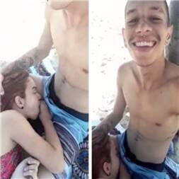 Colocou namorada novinha pra mamar na praia escondido